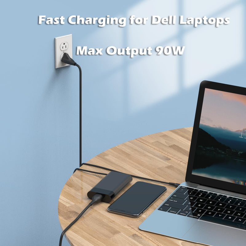 90W USB C Charger for Dell Latitude/Precision/XPS/Chromebook Laptop, Dell 90W Laptop Charger USB C 90W-Black