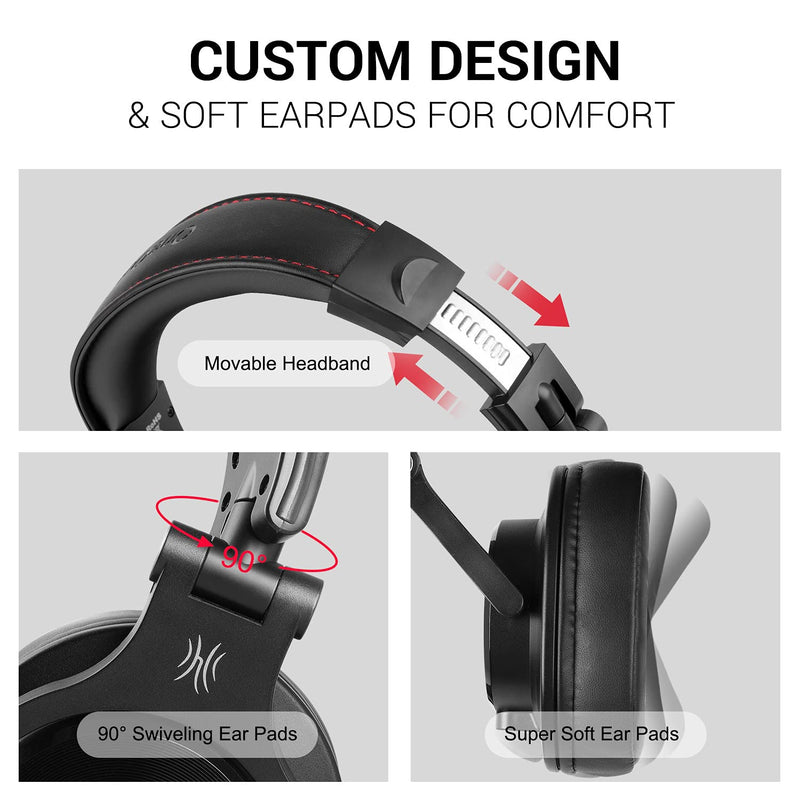 OneOdio A71 Hi-Res Studio Recording Headphones - Wired Over Ear Headphones with SharePort, Professional Monitoring & Mixing Foldable Headphones with Stereo Sound (Black) Black