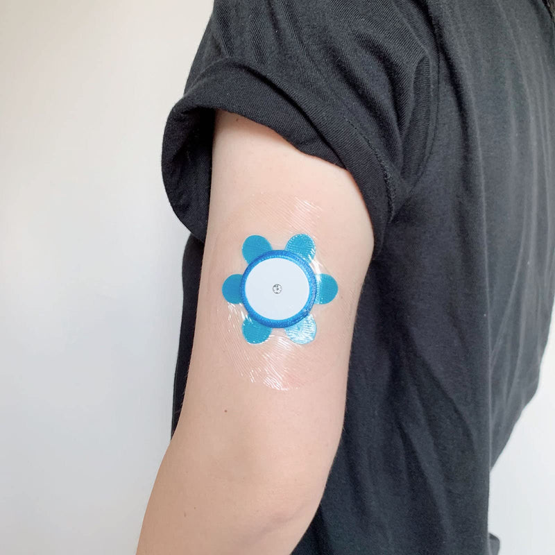 Sensor Covers for Freestyle Libre,40+1 Pack Libre Patches Waterproof,One Plastic Libre Sensor Cover and 40pcs Clear CGM Adhesive Patches with Hole (Blue Cover+Clear Patches) Blue Cover+clear Patches