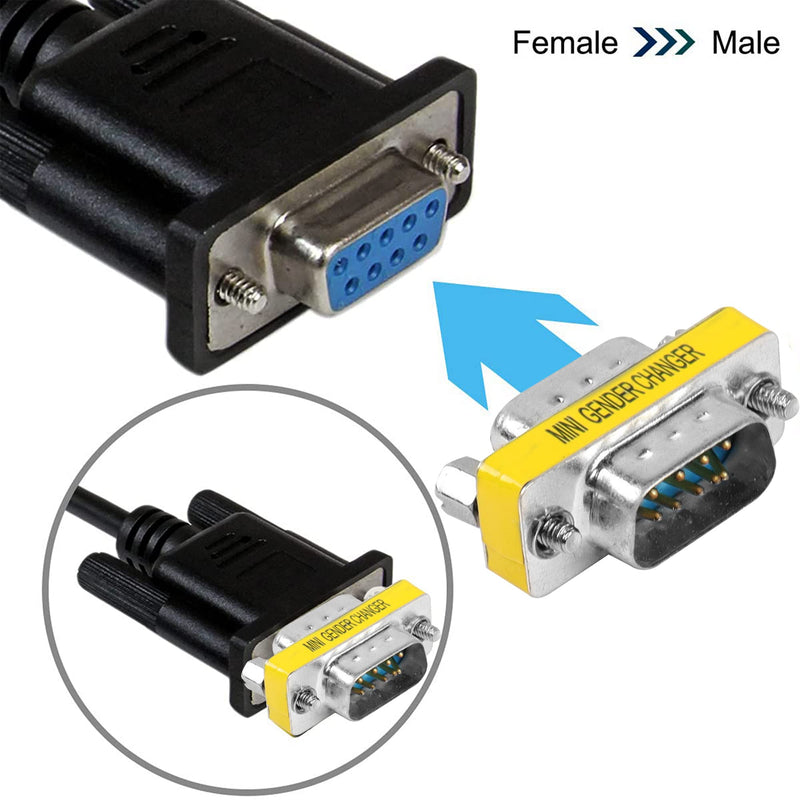 MEIRIYFA DB9 Gender Changer D-SUB 9 Pin RS-232 Connector Serial Port Cable Coupler Adapter for Serial Applications-4Pcs (Male to Male) Male to Male