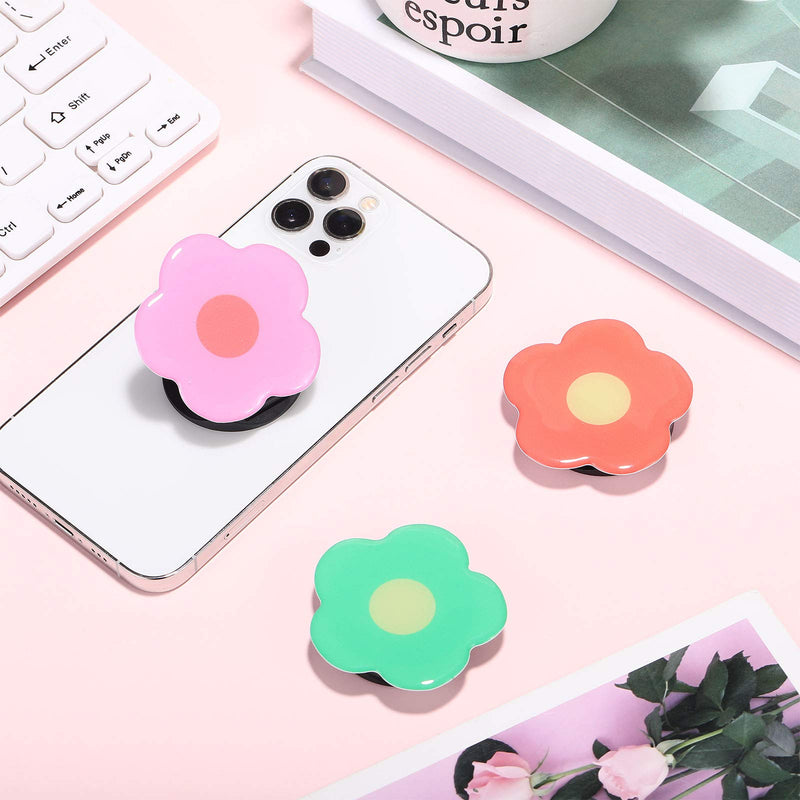 3 Pieces Phone Grip Holder Flower Collapsible Phone Holder Self-Adhesive Sublimation Phone Holders for Smartphone and Tablets