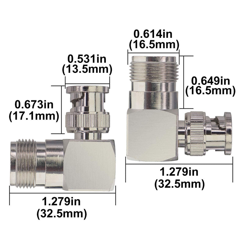 Boobrie L Shape UHF to BNC Connector BNC Male to UHF Female Connector BNC to UHF Right Angle Coax Adapter BNC Male to SO239 90 Degree Coax Cable Connector for CB Ham Radio/Antenna/Scanner (2-Pack) 2-Pack