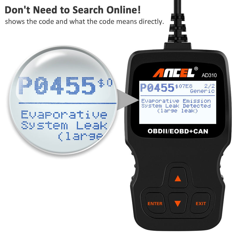 ANCEL AD310 Classic Enhanced OBD II Scanner Car Engine Fault Code Reader CAN Diagnostic Scan Tool-Black