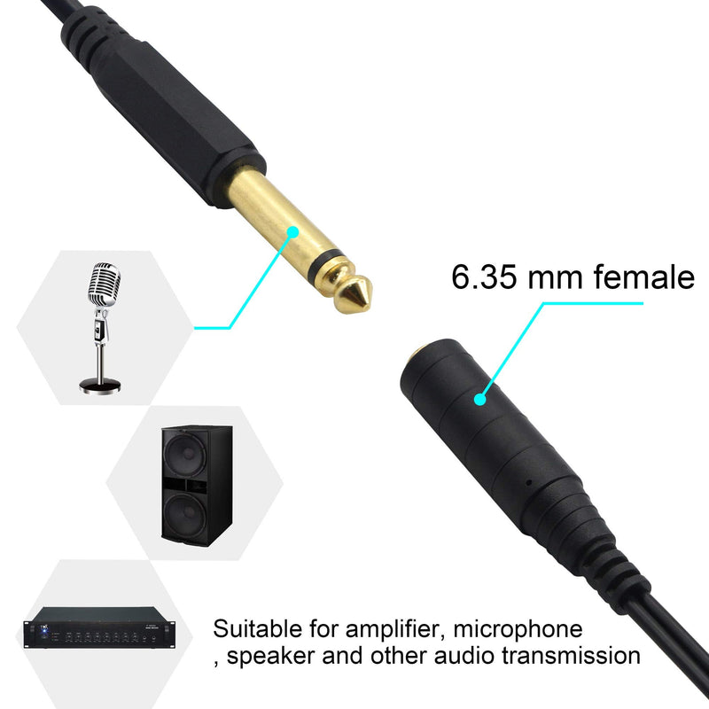 1/4"to 1/8" TRS/TRRS Adapter 6.35mm Male to 3.5mm Female Stereo Audio Cable Y-Splitter Adapter for Amplifiers, Guitars, Pianos, Home Theater Equipment Etc.