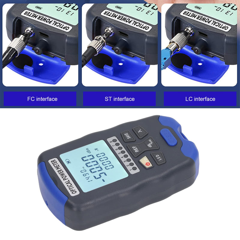 Fiber Optic Power Meter, 3-in-1 Optical Power Meter Fiber Optic Tester with RJ45 Tester and LED Lighting, -70~+10 dBm Mini Rechargeable Fiber Optic Power Meter, FC/SC/ST