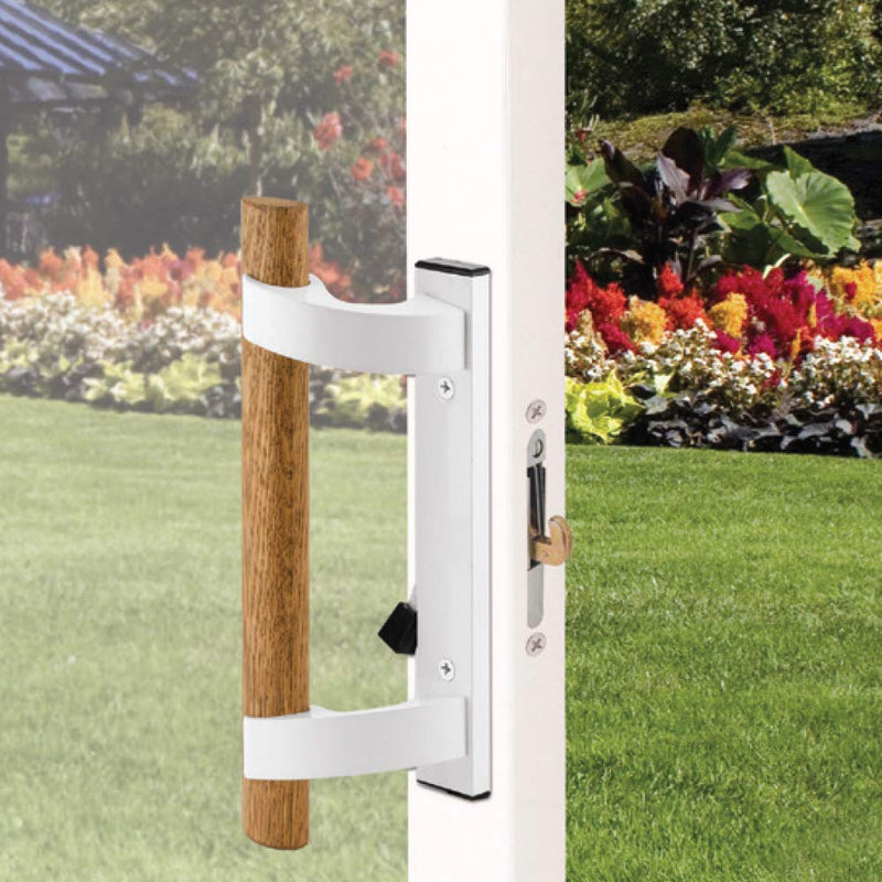 PRIME-LINE C 1204 Sliding Glass Door Handle Set – Replace Old or Damaged Door Handles Quickly and Easily – White Diecast, Mortise/Hook Style (Fits 3-15/16” Hole Spacing)
