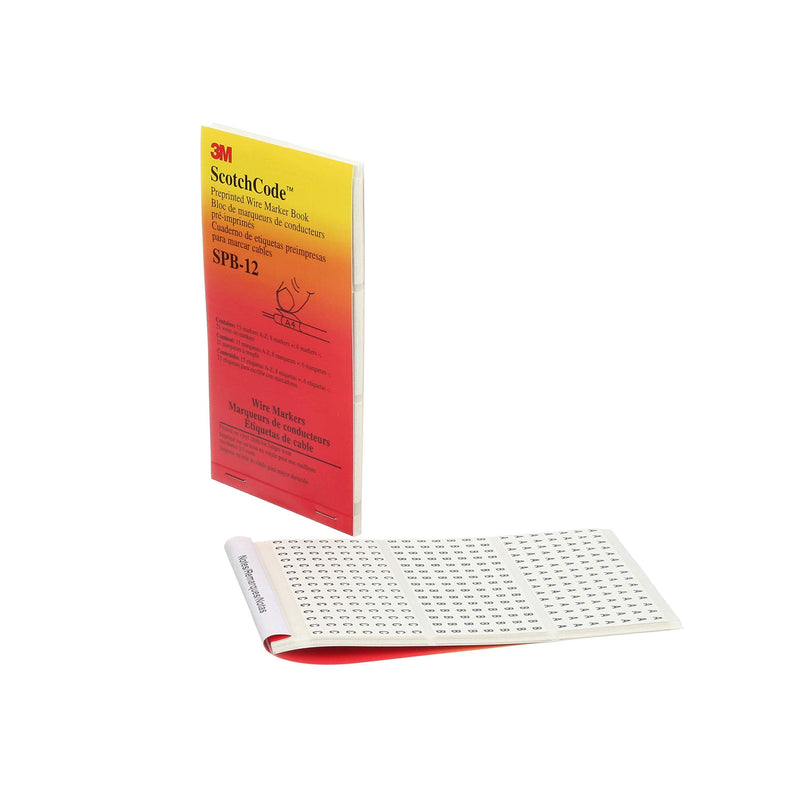 3M ScotchCode Pre-Printed Wire Marker Book SPB-12, Black Print on White Background