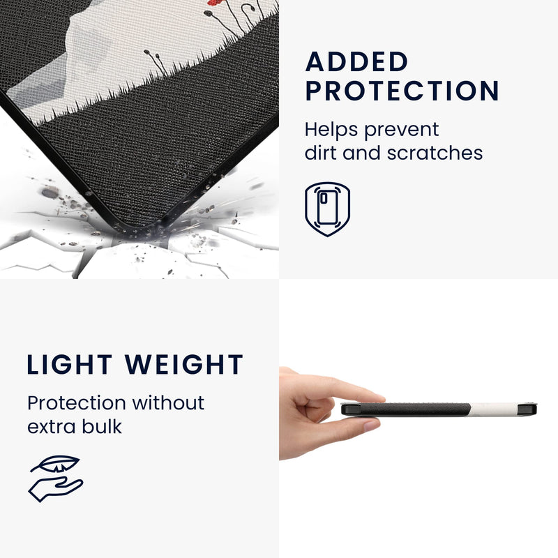 kwmobile Case Compatible with Kobo Libra 2 - Case PU e-Reader Cover - Starry Sky Poppy White/Red/Black