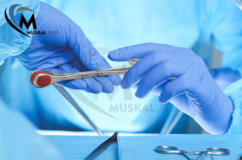 MuskalMed Young Tongue Seizing Forceps 6.5" Straight Handle Stainless Steel with Soft Rubber Jaws