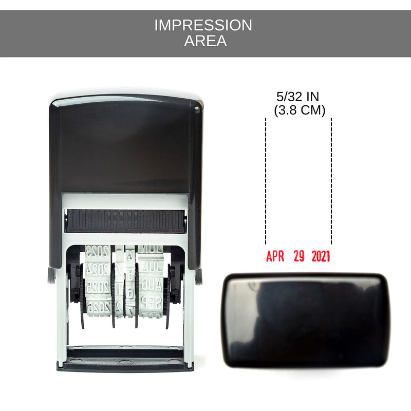 Self Inking Rubber Date Stamp, Refillable and Changeable Ink Pad, Great for Marking Expiration and Due Dates