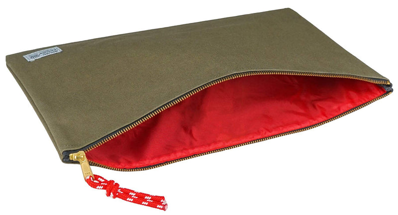 Rough Enough Document Organizer Storage File Holder Bag Zipper Pouch for Legal Size Paper Art Supplies in Army Green Waxed Canvas