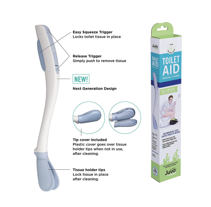 Juvo Toilet Aid - 18” Long Reach Personal Wiping Aid with Hygienic Cover - Easy Use Comfort Self Wiper for Toileting (SATA01) Original Toilet Aid