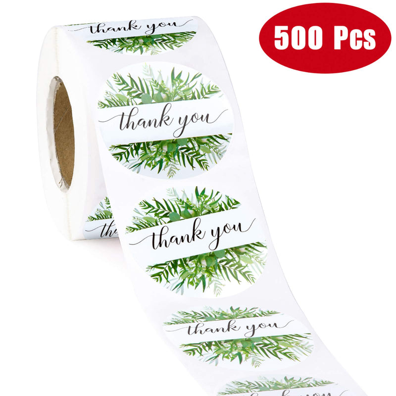 WRAPAHOLIC Thank You Business Stickers - Greenery Botanical Design Gift Wrap Stickers, Shipping Stickers - 2 x 2 Inch 500 Total Labels Thank You - Leaf