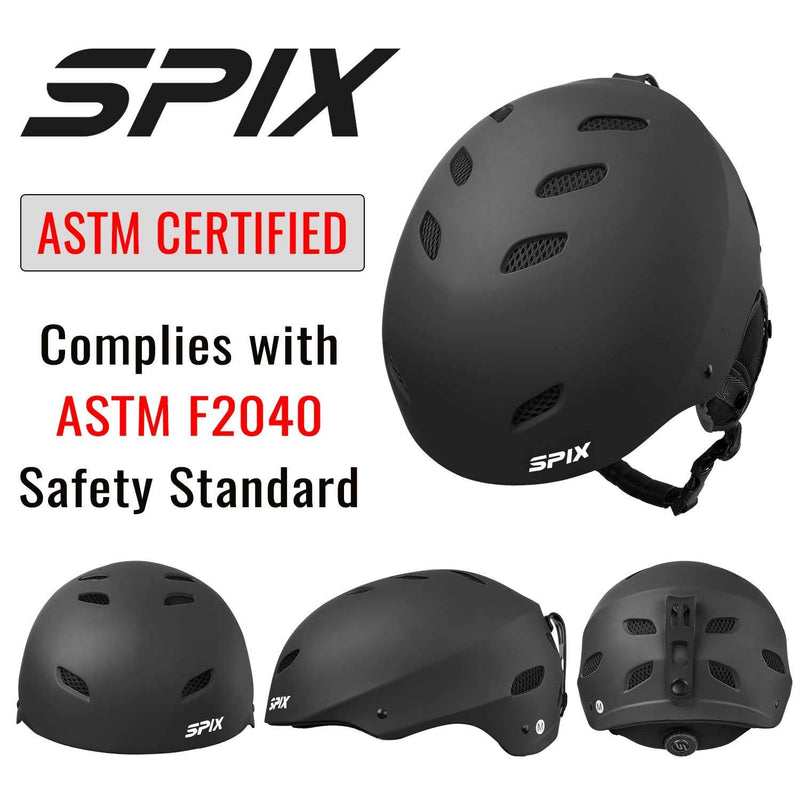 SPIX Ski Helmet Snowboard Helmet - ASTM Safety Certified Size Adjustable for Adults Youth Men and Women Matte Black S(19.3â€-21.3â€/49-54cm)