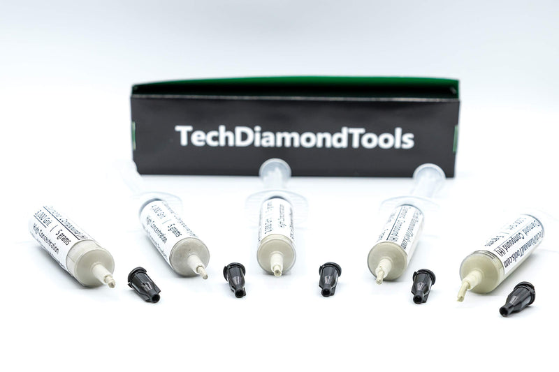 TechDiamondTools Set of 5 Diamond Compound Polishing Paste 1200 1500 2000 3000 4000 Grit for Marble Glass Metal Rock Jewelry Resin Silver Gemstone with High Concentration of Diamond Powder USA Made 4000 3000 2000 1500 1200 grit