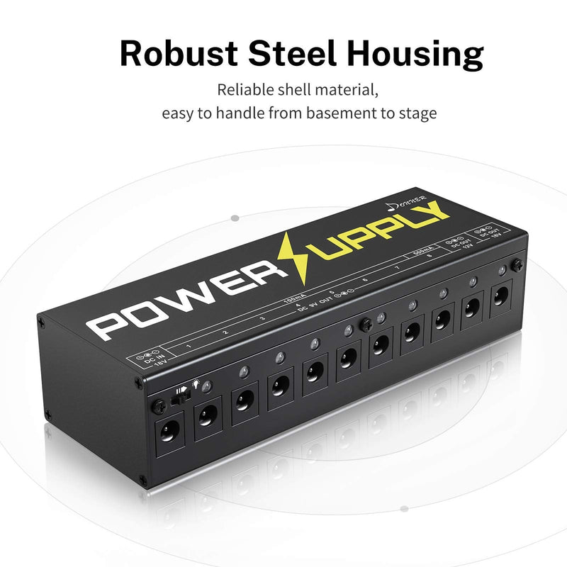 Donner DP-1 Guitar Power Supply 10 Isolated DC Output for 9V/12V/18V Effect Pedal