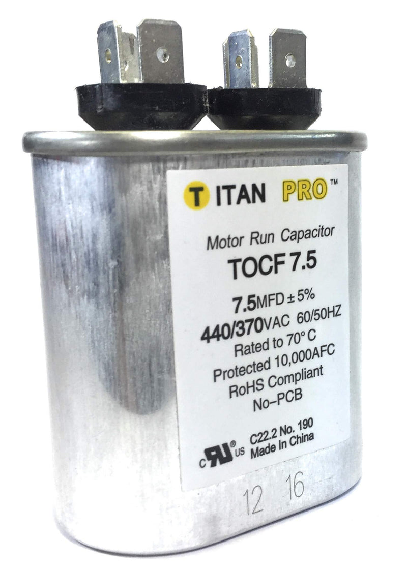 Motor Run Capacitor, 7.5 MFD, 2-3/4 in. H 1