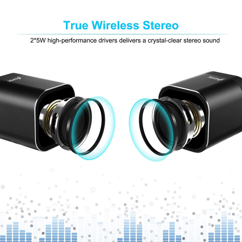 Portable Bluetooth Speaker 2020 Upgraded, AURTEC Dual Wireless Speakers with True Wireless Stereo Technology (TWS), Strong Bass and Powerful Volume, Bluetooth 4.2 for iPhone, Echo, Android and More