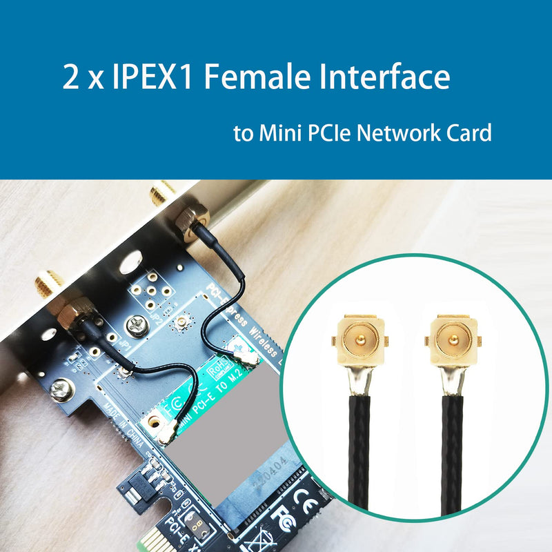 GLOTRENDS Mini PCIe Wireless PCIE Adapter with SMA Antenna for Half High Mini PCIe Wireless Network Card (Not Include Wireless Network Card )
