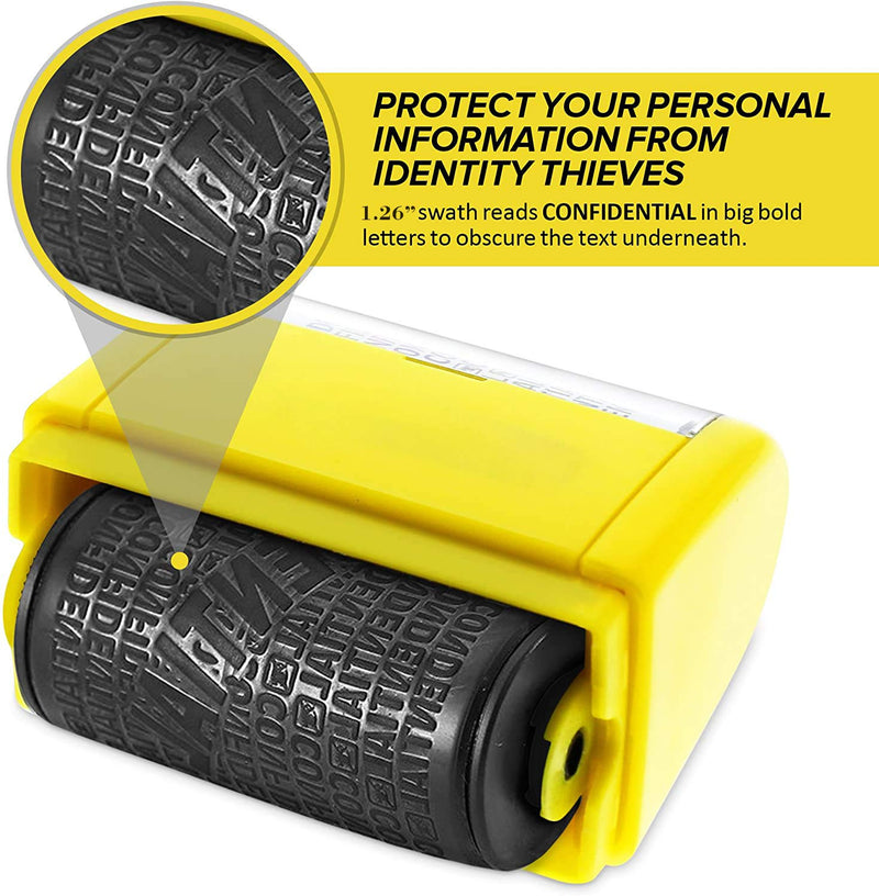 WAFJAMF Rolling Identity Theft Guard Stamp (ID Theft Roller Stamp)-Yellow Yellow