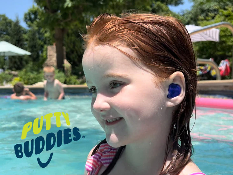 Putty Buddies Ear Plugs 10-Pair Pack - Soft Silicone Ear Plugs for Swimming & Bathing - Invented by ENT Physician - Block Water - Premium Swimming Earplugs - Doctor Recommended Blue/Red/Teal