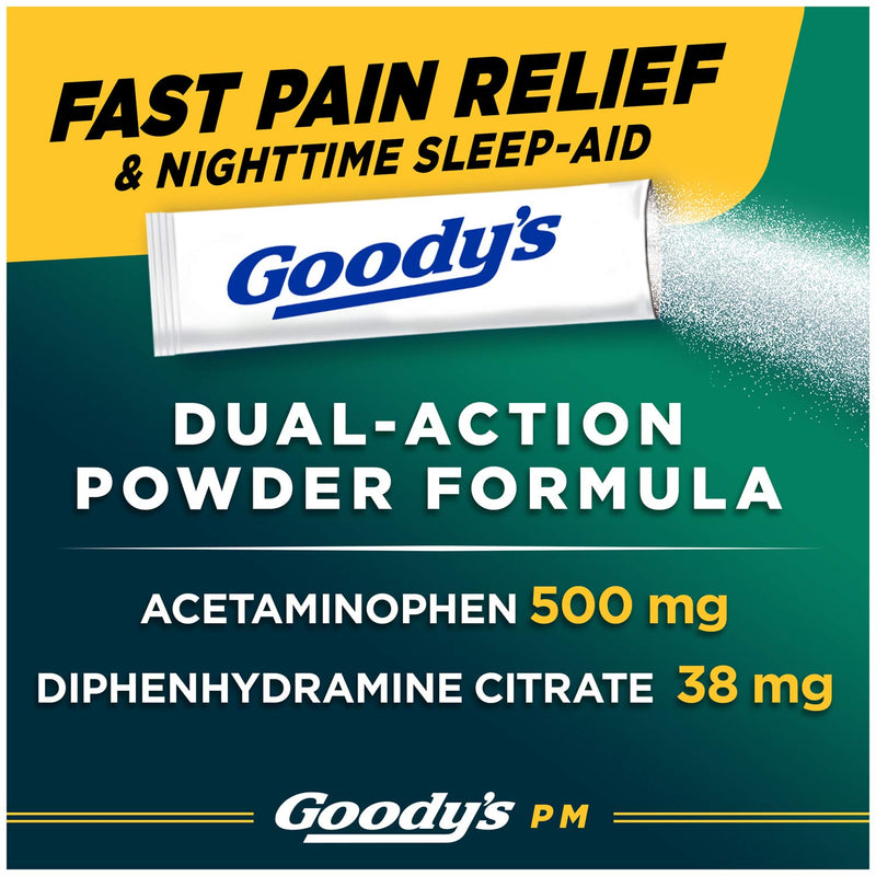 Goody's PM for Pain with Sleeplessness Nighttime Powder, 6 Powder Sticks, 12 Pack 6 Count (Pack of 12)