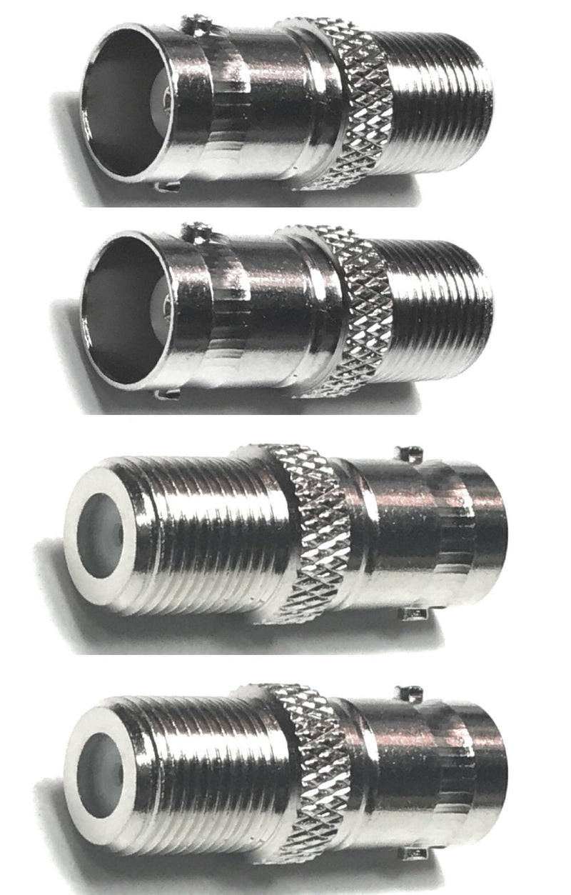 CESS BNC Female to F typeFemale CCTV Security Camera RF/Coaxial Adapter Connector (jcx) (4 Pack)