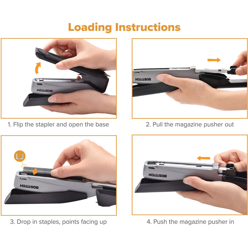 Bostitch InPower Spring-Powered Desktop Stapler, Black (1100) Gray