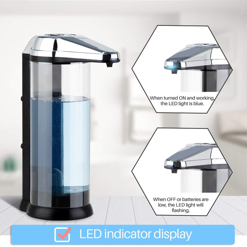 Secura 17oz / 500ml Premium Touchless Battery Operated Electric Automatic Soap Dispenser w/Adjustable Soap Dispensing Volume Control Dial (Chrome) Chrome