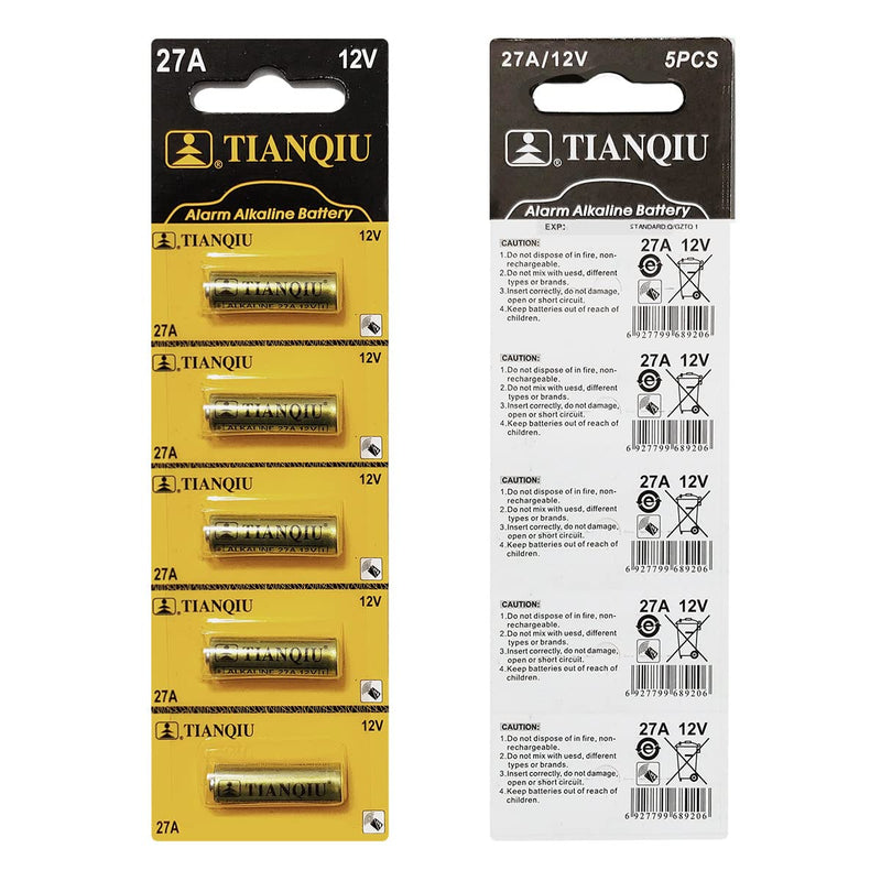 Tianqiu A27 12V Alkaline Battery, Tearstrip (25 Batteries) 25 Batteries