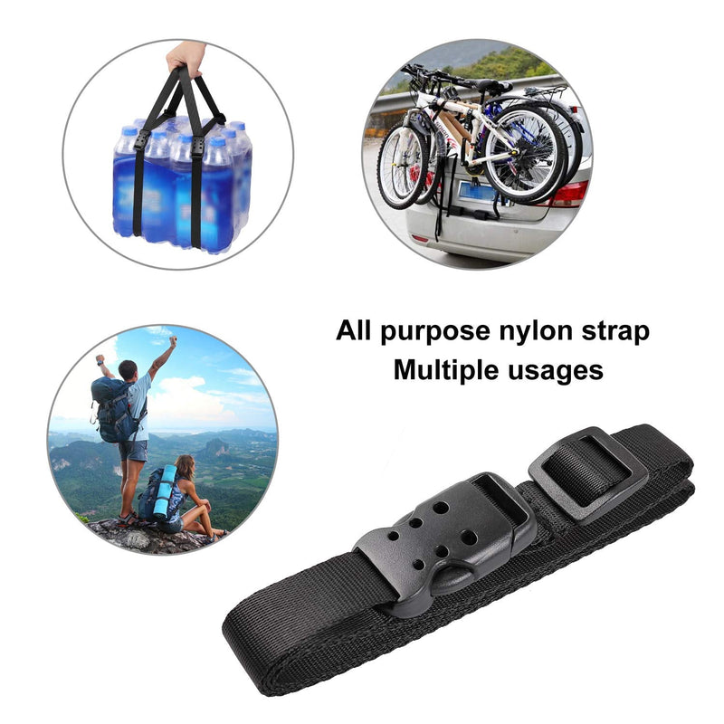 Ayaport Utility Straps with Buckle 40" Quick-Release Adjustable Nylon Straps Black 4 Pack 0.75"x40"