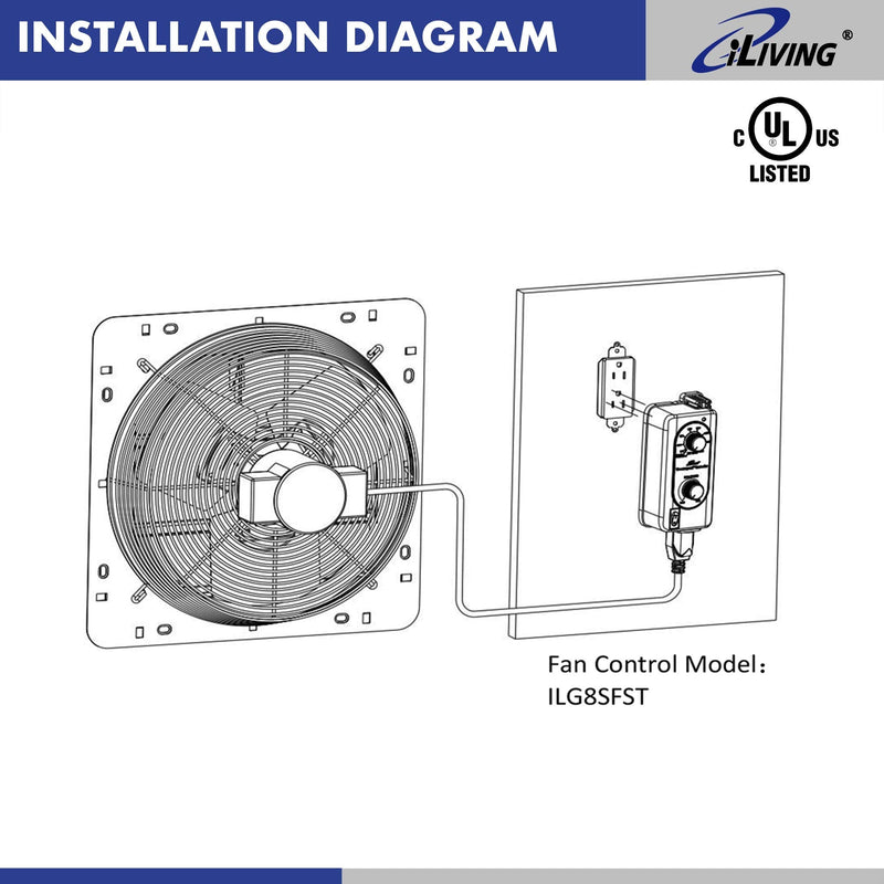 iLIVING Exhaust Fan Thermospeed Temperature Controller and Speed Controller, Black, ILG8SFST