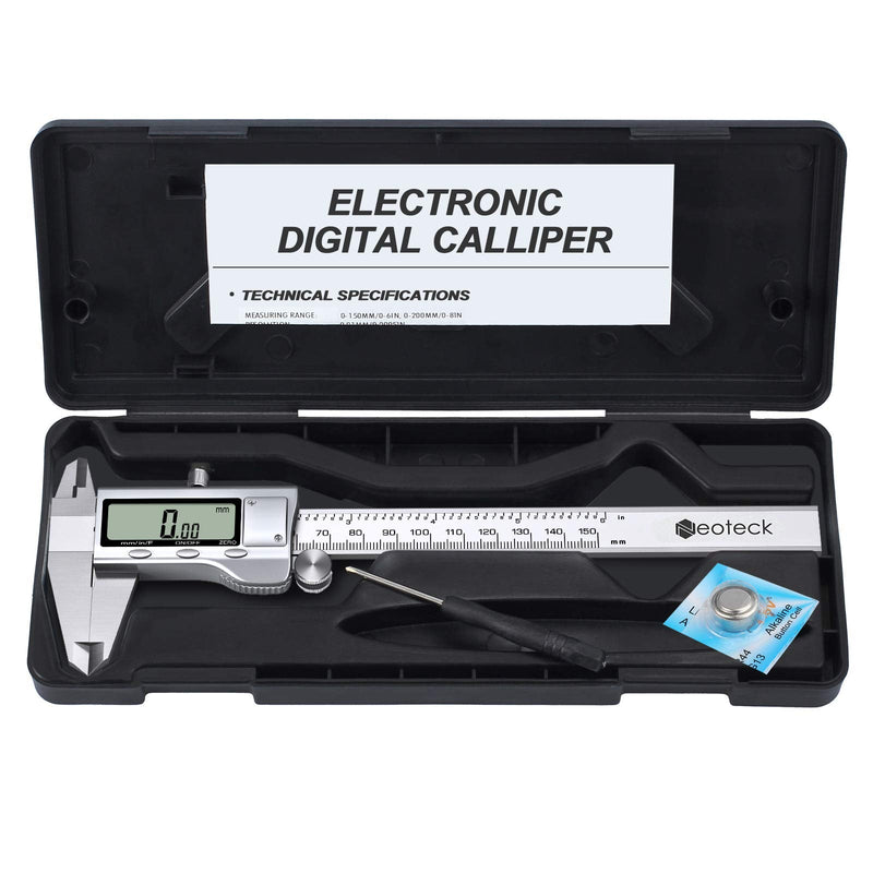 Neoteck 6 inch Digital Caliper, Full-metal Electronic Calipers Measuring Tool Fractions/ Inch/ mm Conversion