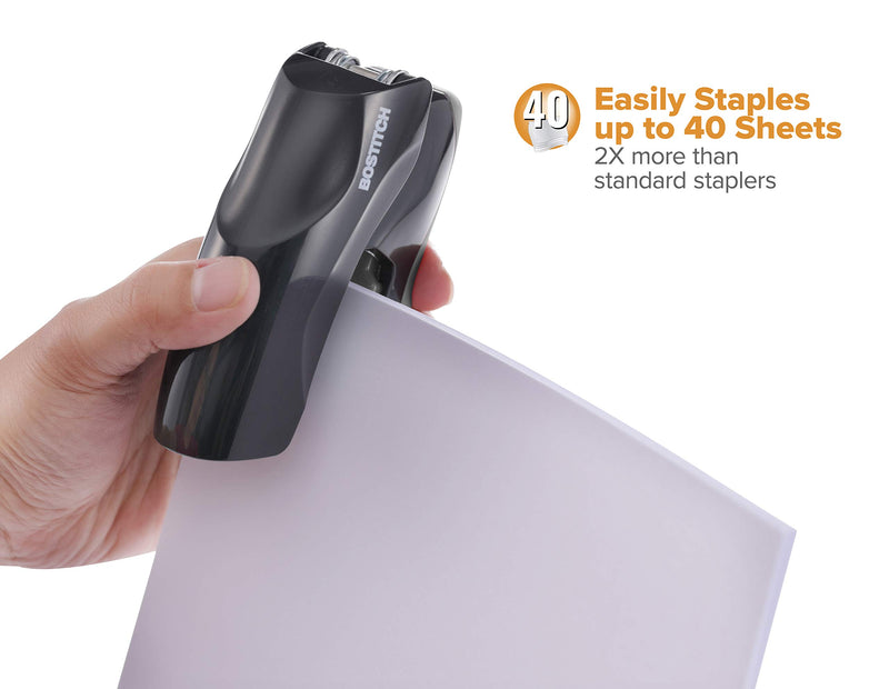 Bostitch Office Heavy Duty 40 Sheet Stapler, Small Stapler Size, Fits into the Palm of Your Hand; Black (B175-BLK) Compact