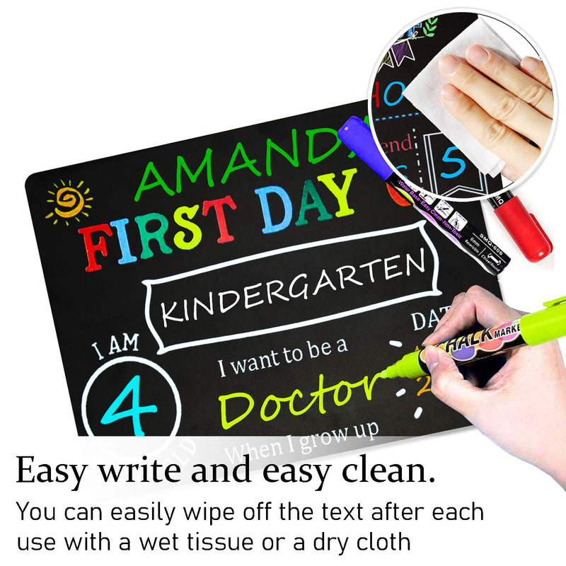 First and Last Day of School Chalkboard Signs for Kids, 10'' x 8'' Back to School Chalkboard Sign - Reusable Back to School Photo Props 1#