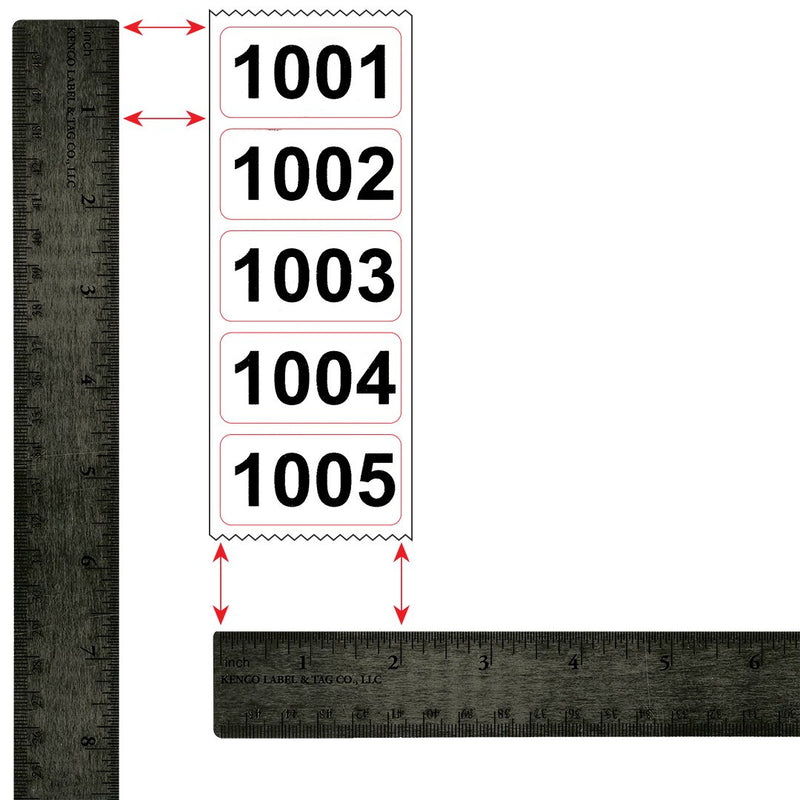 Consecutively Numbered Labels Self Adhesive Durable Vinyl- Measure: 2" X 1" by Kenco (ROLL 1001-1500) ROLL 1001-1500