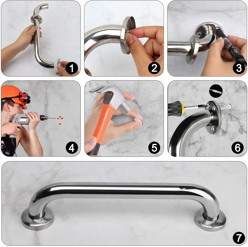 2 Pack Shower Grab Bar, Stainless Steel Bathroom Grab Bar, Shower Handle, Bath Handle, Grab Bars Senior for Bathroom (12 Inch ) 12inches