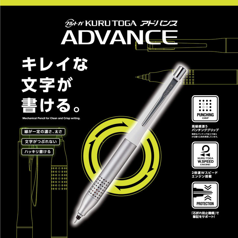 uni Kurutoga Advance Upgrade Model 0.5mm Mechanical Pencil, White Body (M510301P.1)