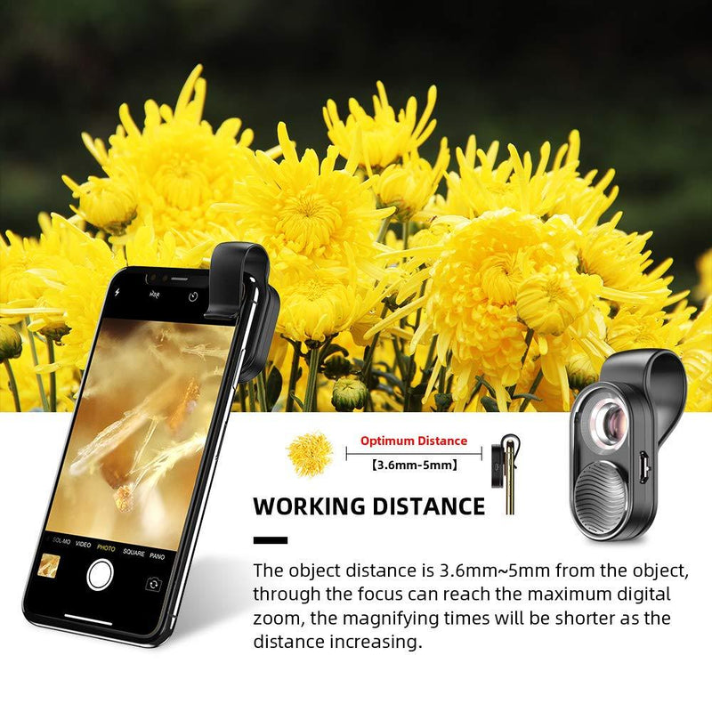 Apexel 100X Pocket Size Mobile Phone Microscope,HD Optical Lens Digital Microscope with Universal Clip Compatible with 98% Smartphone, Portable to Carry for Microworld for Kids and Adults