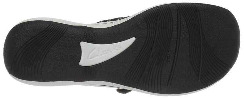 Clarks Womens Breeze Sea Flip Flops Comfort Summer Sandals 5 Black Synthetic