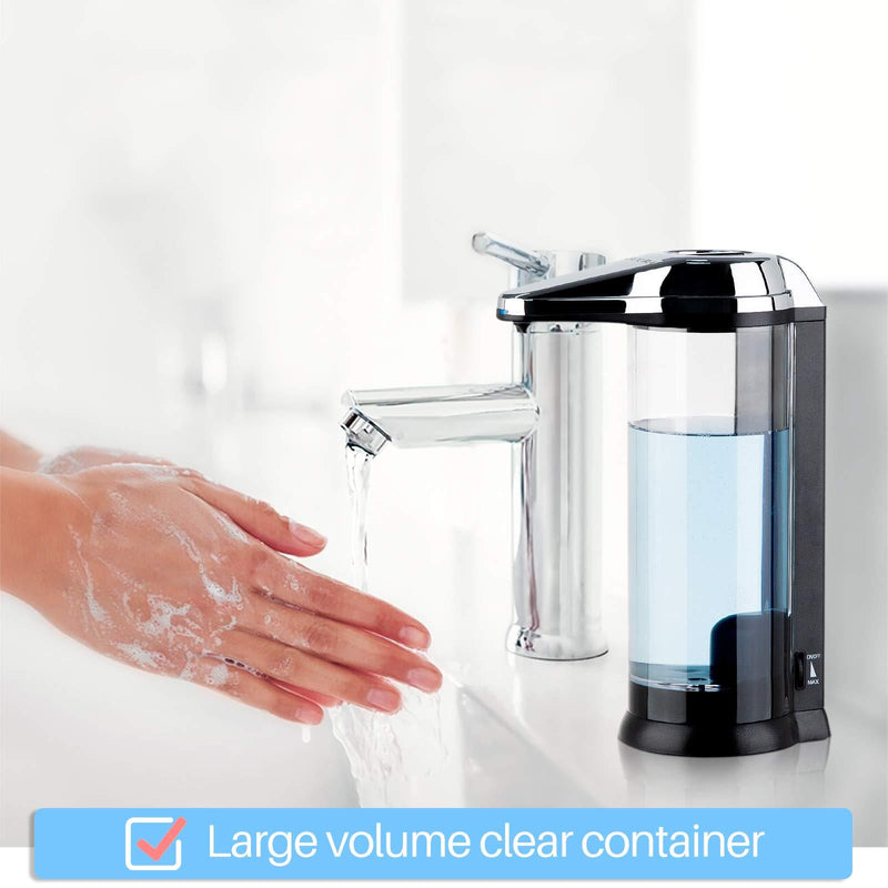 Secura 17oz / 500ml Premium Touchless Battery Operated Electric Automatic Soap Dispenser w/Adjustable Soap Dispensing Volume Control Dial (Chrome) Chrome