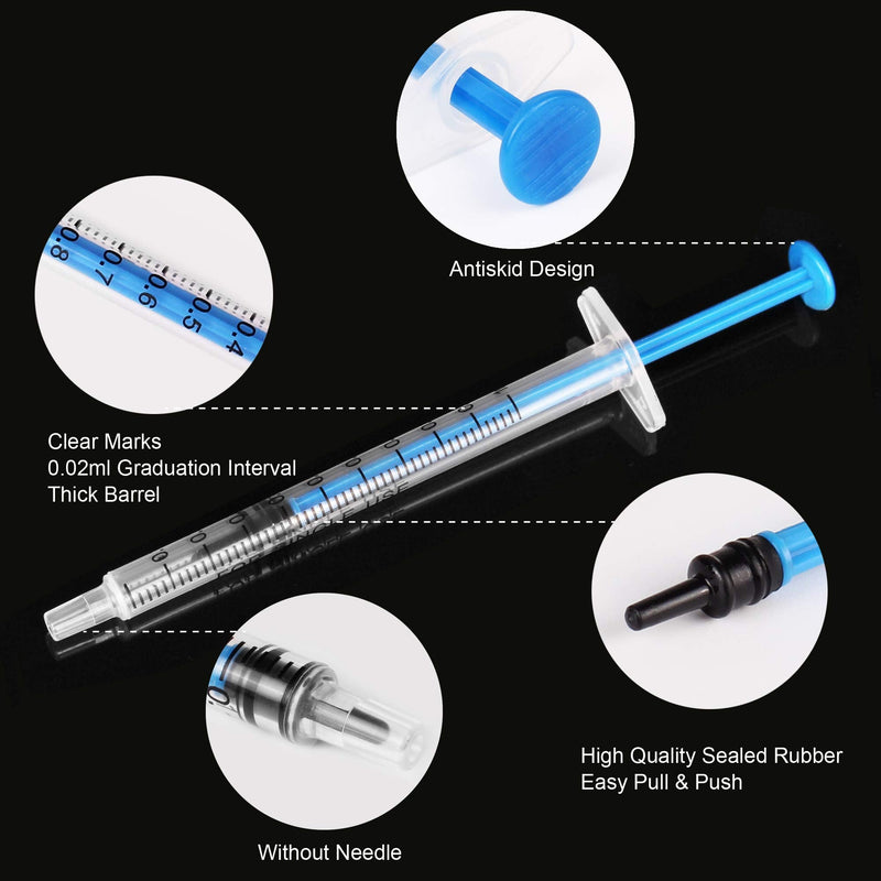 12 Pack - 1ml Plastic Syringe with Measurement, No Needle Suitable for Refilling and Measuring Liquids, Feeding Pets, Oil or Glue Applicator, with Syringe Tip Caps (12Pcs 1ML/CC)
