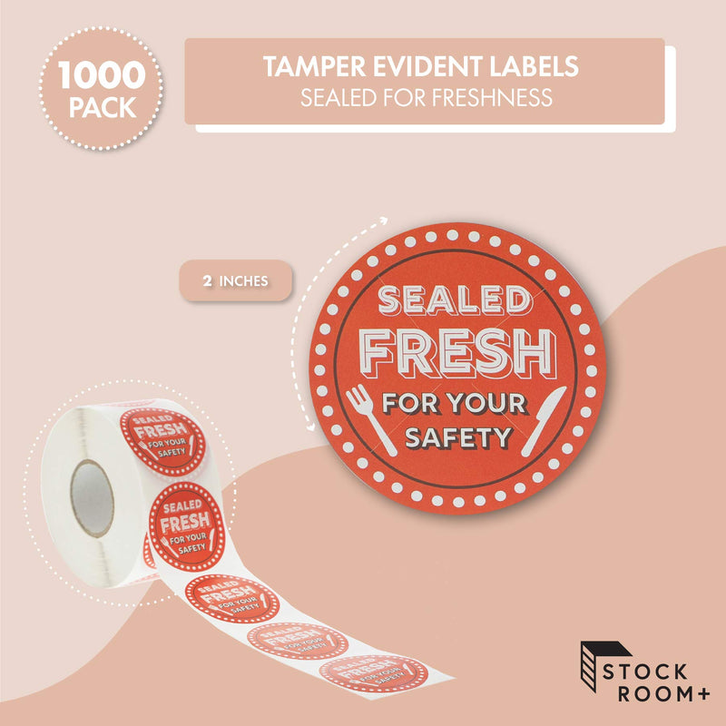 Tamper Evident Labels, Sealed Fresh for Your Safety Stickers (2 in, 1000 Pieces)