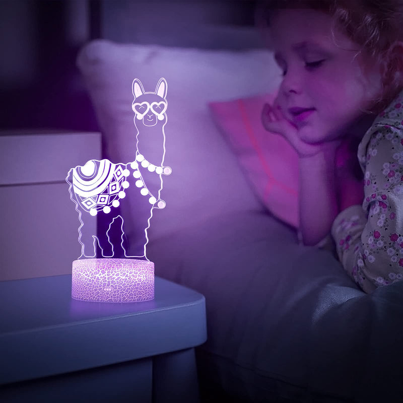 Night Lights Changeable USB Touch Lampada 3D Visual Bulbing lampen Children's Room Decor Holiday Light (Llama) Battle