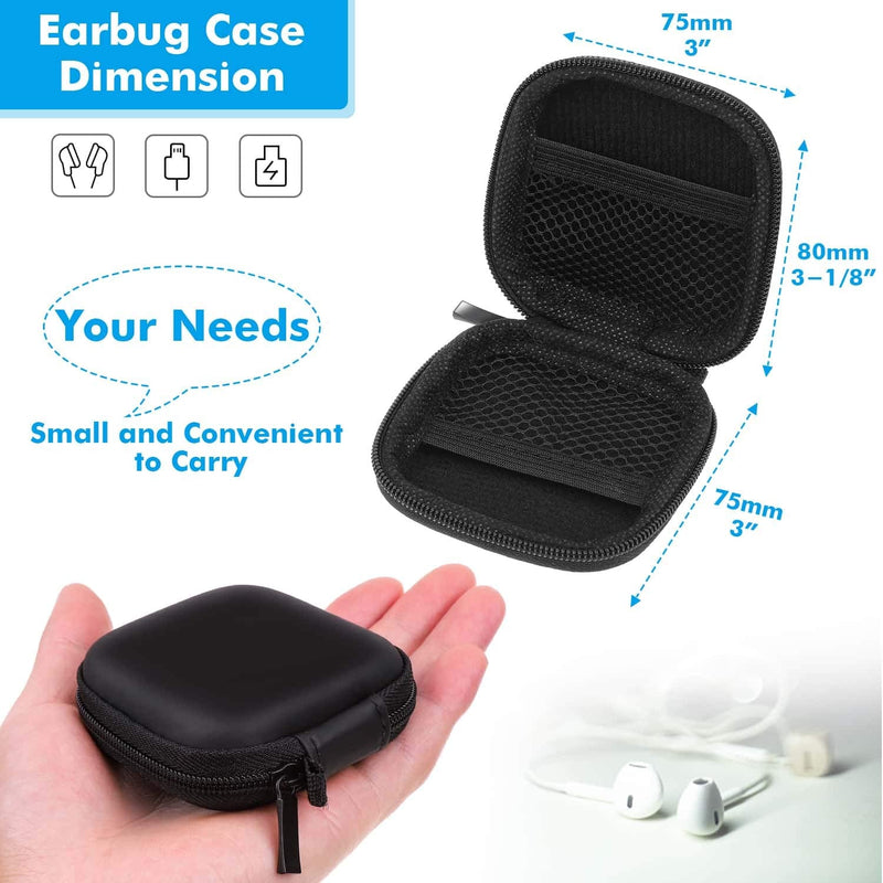 Earbud Case, Cridoz Earphone Case Headphone EVA Earbud Holder with Stainless Steel Carabiner Cell Phone Accessories Organizer Mini Earbud Pouch for Wireless Earbuds, Bluetooth Headset, SD Memory Card