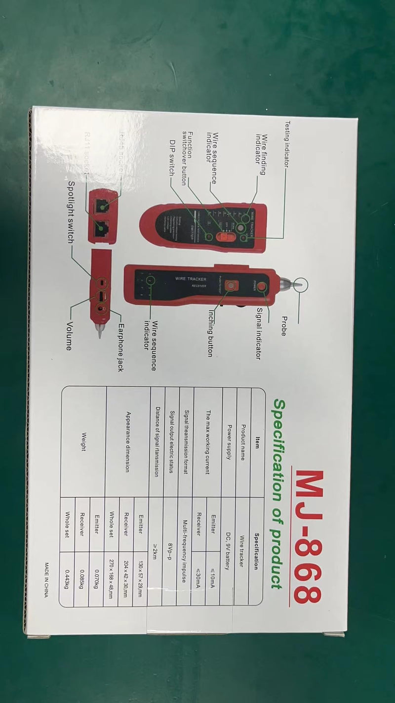 Network Cable Tester, LAN Telephone Cable Tracker Diagnostic Tone Tracer for STP UTP Cat5 Cat6 RJ45 RJ11, Detector Line Finder