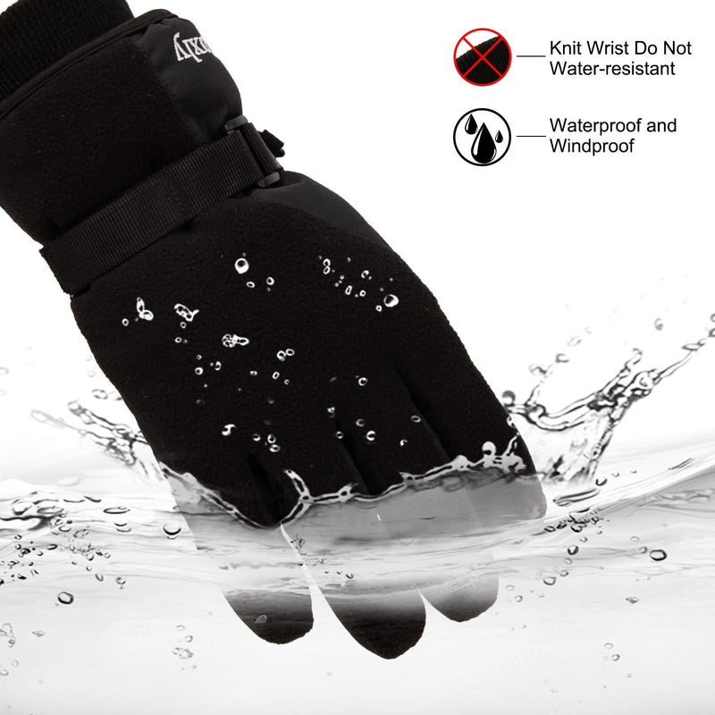 Koxly Winter Gloves Waterproof Windproof 3M Insulated Gloves 3 Fingers Dual-layer Touchscreen Gloves for Men and Women Small Black-black