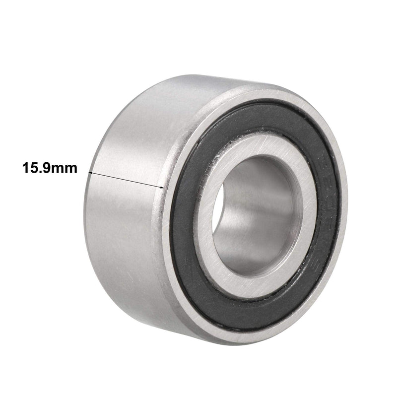 uxcell 5202-2RS 3202-2RS Double Row Angular Contact Ball Bearing 15x35x15.9mm Sealed Chrome Steel Bearings 2-Pack