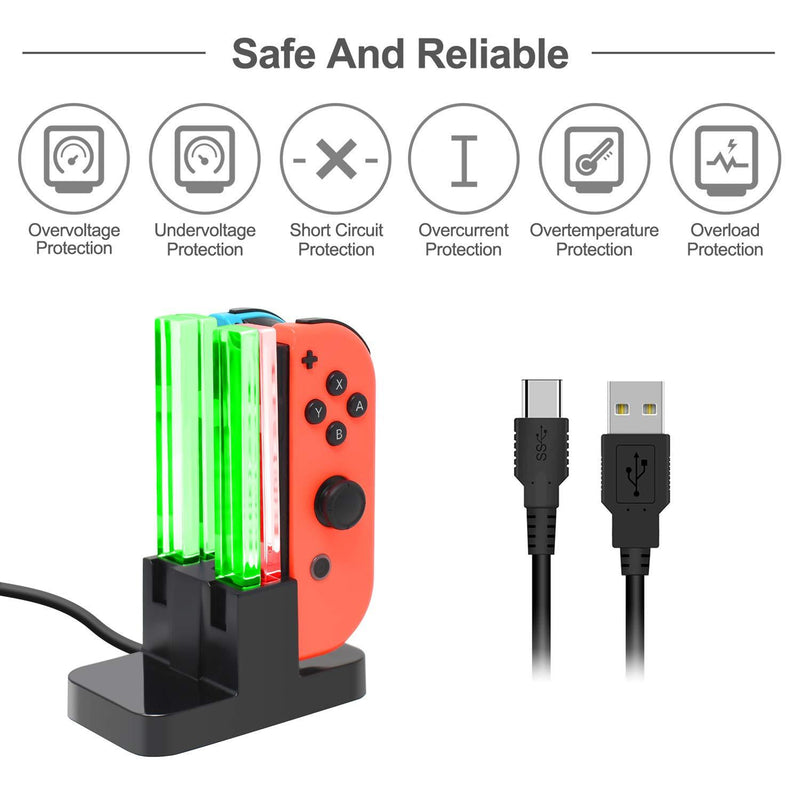 FastSnail Charging Dock Compatible with Nintendo Switch for Joy Con with Lamppost LED Indication, Charger Stand Station Compatible with Joy Cons with Charging Cable