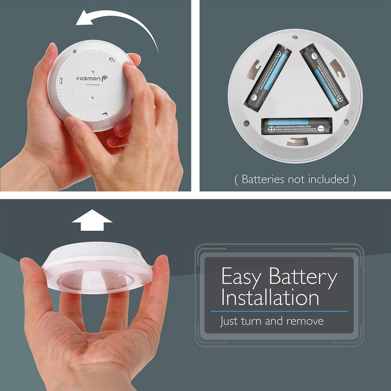 Fosmon Wireless LED Puck Light 9 Pack with Remote Control, Under Cabinet Lighting [5 Daylight White LED, Wide Floodlight Tap Style, 30-Minute Timer, Battery Operated] for Kitchen Closet Pantry Counter